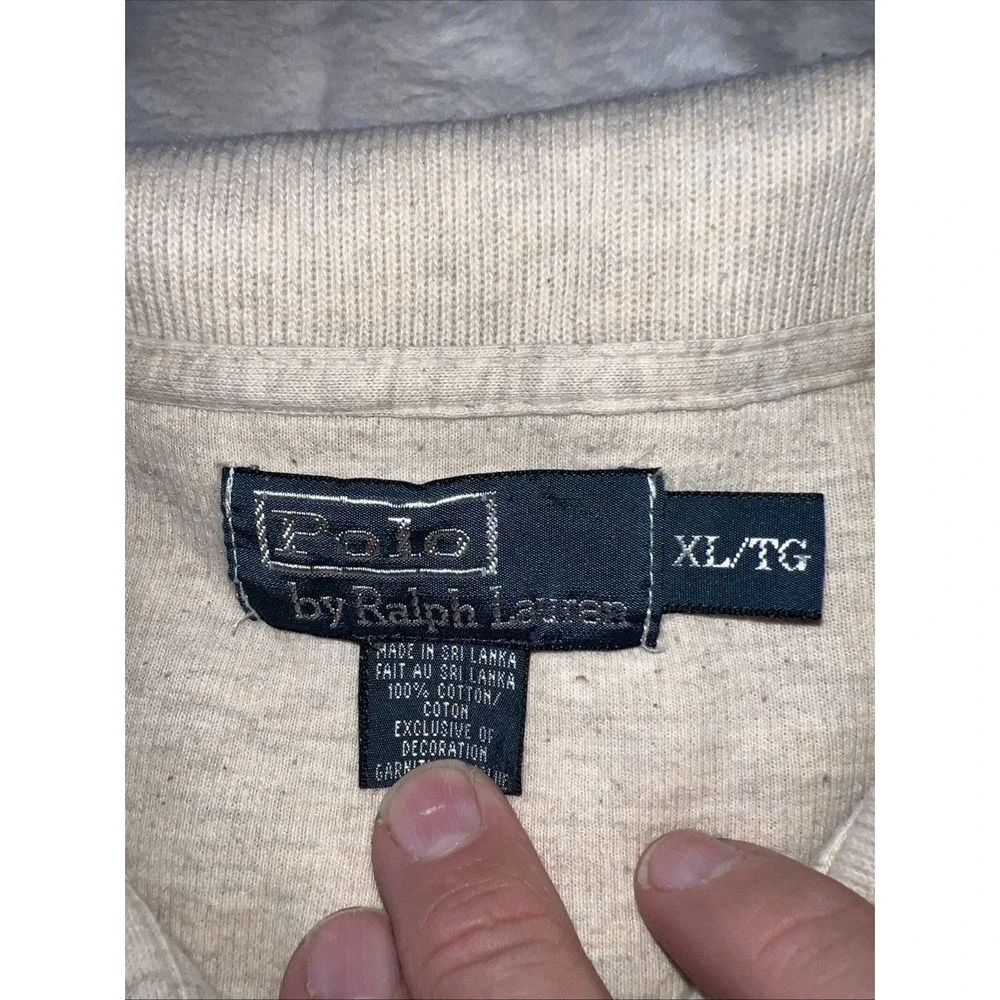 Polo Ralph Lauren Quarter 1/4 Zip Sweater Men's XL Tan Pony Logo Cotton Pullover